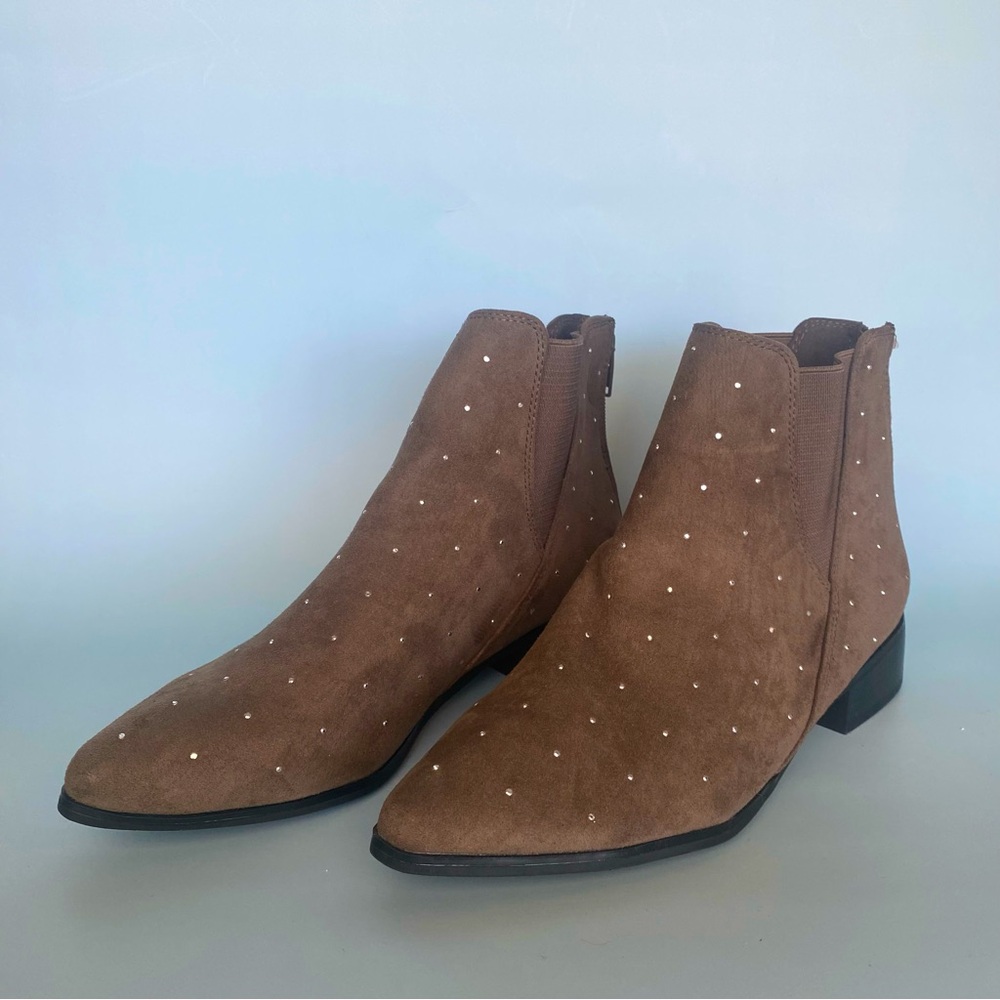 Portland Leather Brown Suede Ankle Boots with Studded Detail